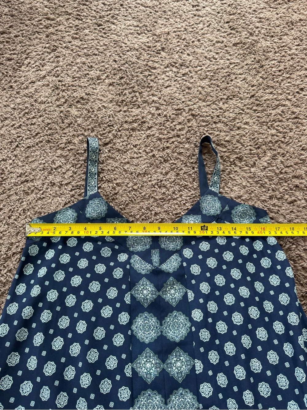 Michael Kors Casablanca Dress Border Print Handkerchief Hem Navy S - Picture 9 of 10